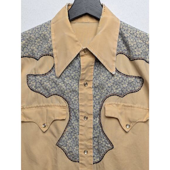 Vintage Unbranded Peach and Blue Western Shirt Size S(?) - Picture 2 of 11